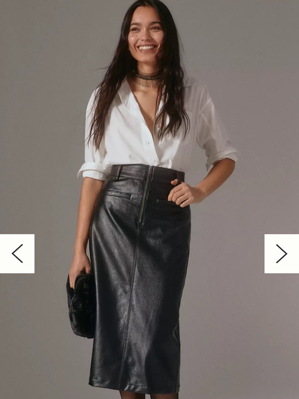 Pilcro Faux Leather Moto Midi Skirt
